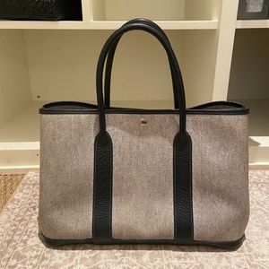 Hermès Garden Party 36 Grey Toile & Black Leather